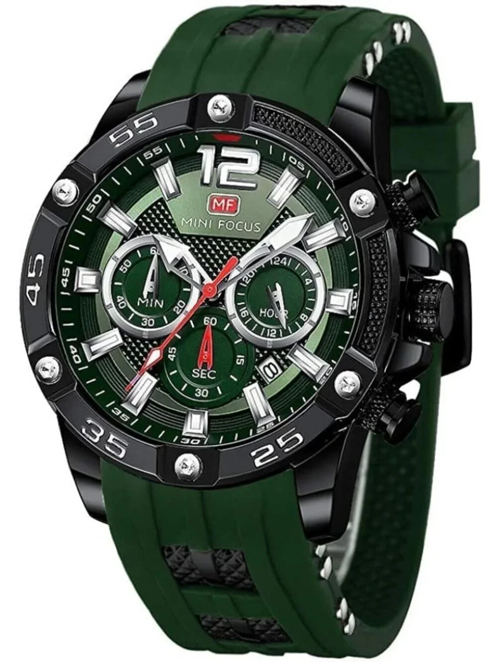 Men's Green And Black Analog Quartz Waterproof Chronograph Stylish Casual Watch